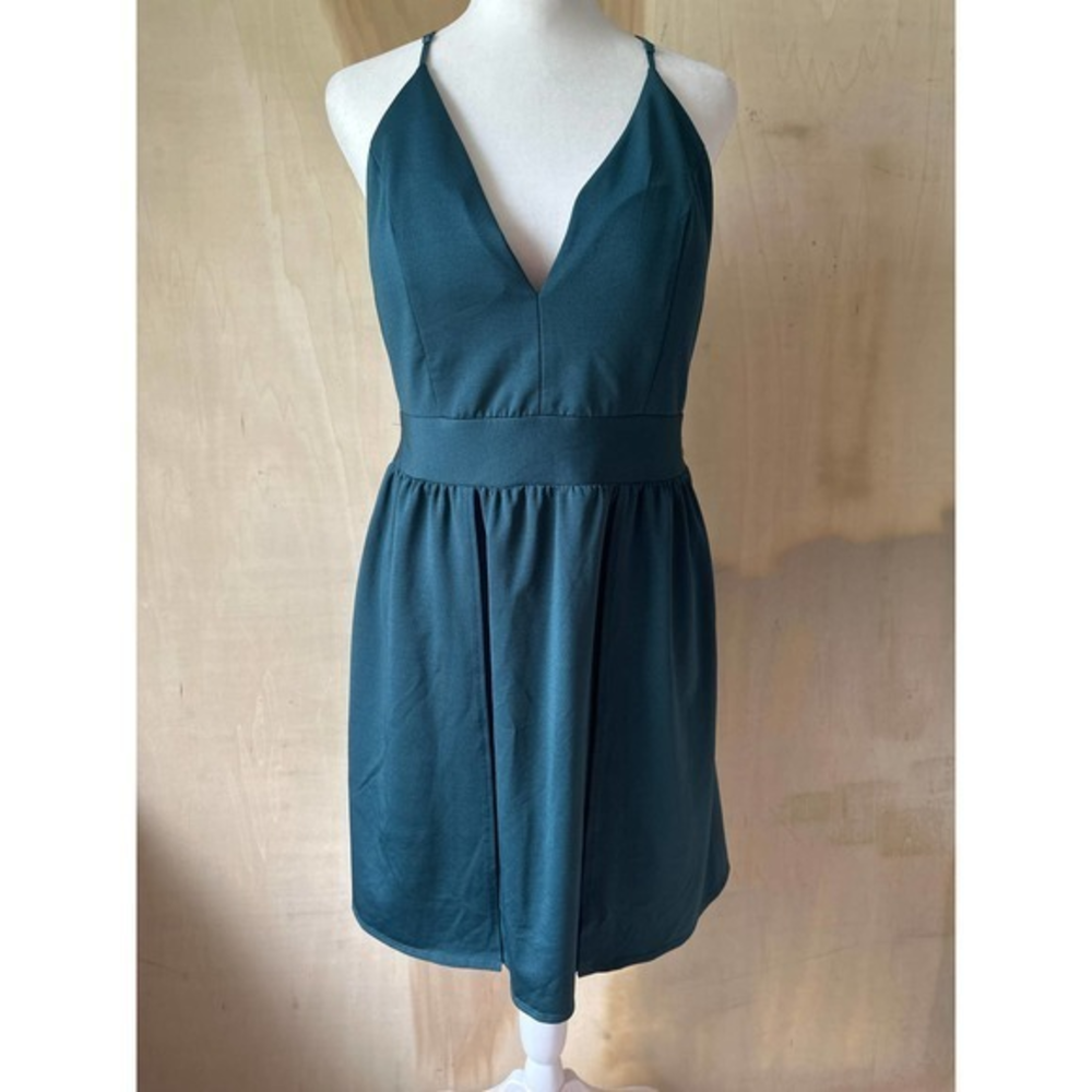 Love Nickie‎ Lew Dress Womens Juniors Green Beaded Cut Out Cocktail Prom